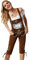 dressforfun 900804 Damen Lederhose mit Träger, Kniebund in klassischer Trachtenform, feine Blumenstickereien, braun - Diverse Größen - (XL| Nr. 302823)