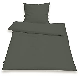 SETEX Halbleinen-Bettwäsche, 135 x 200 cm, Bezug für Bettdecke im Set mit Kissenbezug, 55 % Leinen, 45 % Baumwolle, Weiches Soft Washed Finish, 2-teiliges Bettwäsche-Set, Graphitgrau