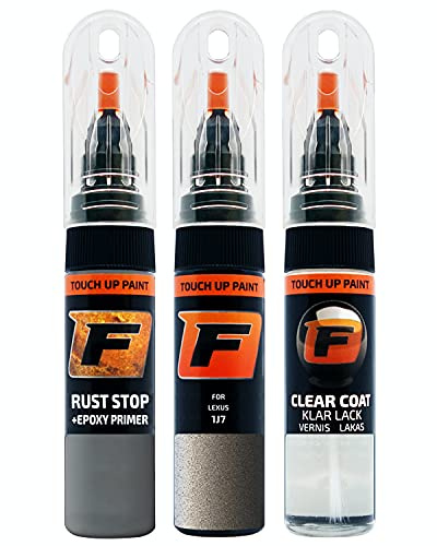 FIRANTO stylo peinture de voiture pour Lexus 1J7 Atomic Silver réparation couleur voiture 3 en 1, rayures stylo retouche peinture 15ml avec pinceau, apprêt, laque