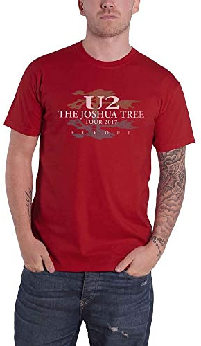 U2 T Shirt Joshua Tree 2017 European Tour Nouveau Officiel Homme Rouge Ex Tour