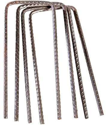 True Products Heavy Duty Steel U Ground Pegs Pack of 50 Turf Mesh Weed Anchor Pins 150mm x 50mm x 6mm