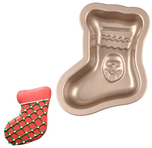 Keepaty Christmas Boots Shape Mini Cake Pan Pie Molud, 5.5IN Cake Tin with Non Stick Coating Baking Molds Bakeware Tray for Christmas Cake Chocolate Fondant Sweets Baking Mould
