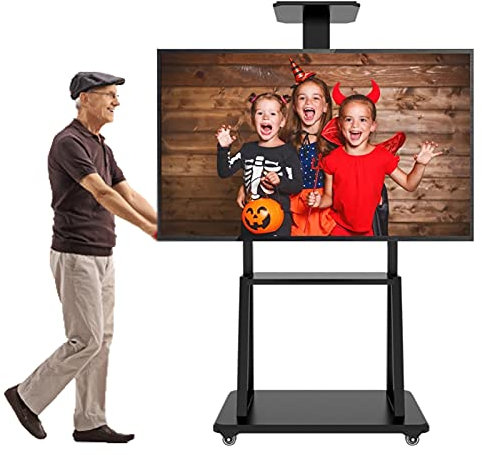 GGZONE Bodenstehender LED-TV-Ständer auf Rädern, moderner Outdoor-TV-Display-Halter für Besprechungszimmer, Wohnzimmer, Schlafzimmer, passend für 32–60 Zoll Beautiful Scenery