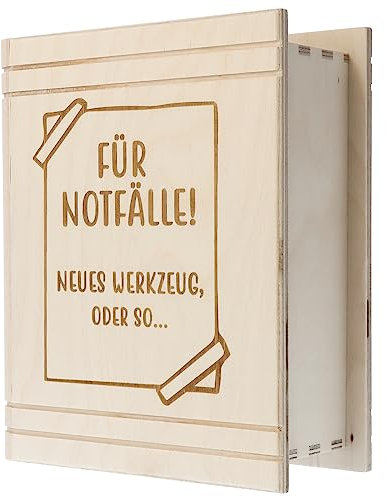 Spruchreif | Spardose in Buchform mit Gravur | Holz-Spardose mit Gravur | Geldgeschenk | Sparbüchse | Lustige Geschenkidee | Spardose für Handwerker und Heimwerker | Männergeschenke
