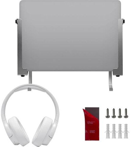 JEMACHE Hard Aluminium Wand Laptop Halterung Halter für MacBook Air, Pro, Oberfläche, iPad, Tablets mit Kopfhörerhaken (Silber)