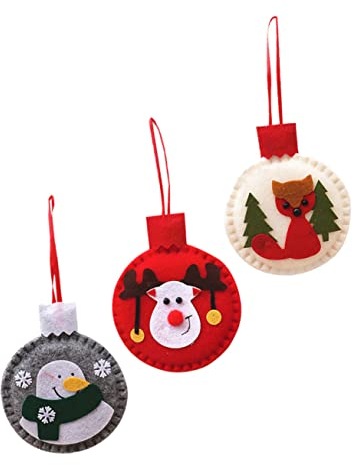DECHOUS 3 Stück Weihnachtsdekorationen Fotoanhänger Applikationen Verzierungen Foto-Requisiten Wollfilz Weihnachtsfest-Ornamente Weihnachtsfilz-Applikationen Weihnachtsanhänger