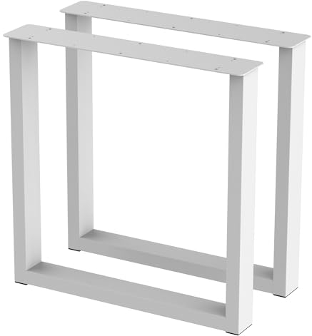 BK Styl 2 Stück Tischbeine aus Metall U-Form | Tischgestell aus 80x40mm Profilen | Tischkufen Tischfüße Möbelbeine für Schreibtische & Esstische (715x720mm White)