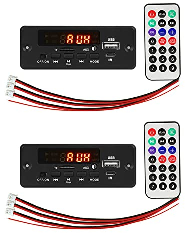 Vadillo 2 Juegos 2X25W 50W Amplificador Reproductor de MP3 Placa Decodificadora 5V-12V Bluetooth 5.0 MóDulo de Radio FM para Automóvil Soporte TF USB AUX Reproductor Decodificador