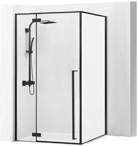 Rea FARGO SCHWARZE DUSCHKABINE 90X120x195 cm Transparentes gehärtetes Sicherheitsglas 6 mm (Schwarz) Ohne Duschwanne