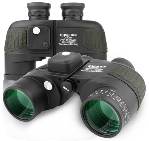 BOSSDUN 10x50 Marine Fernglas,Fernglas mit Nachtsicht Entfernungsmesser und Kompass, für Wassersport-Enthusiasten und Hobbysegler, inklusive Bereitschaftstasche, Staubschutzkappen und Trageriemen (G)