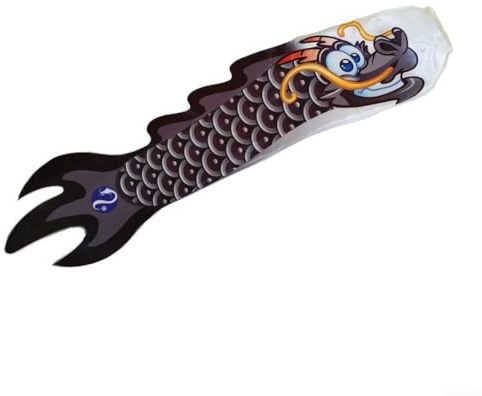 Einzigartiger Windsack in Drachenform, lebendige Farben, strapazierfähiger Stoff, 70 cm Länge (schwarz)