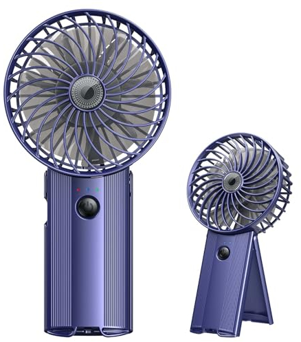 Mini Ventilador de Mano Portatil USB: Silencioso Ventilador Recargable Plegable de Escritorio Ventilador Pequeño a Pilas 4 Velocidades Portable Hand Fan para el Oficina Fitness Hogar Viajes y Exterior