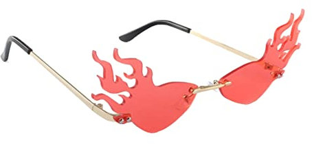 Party- lustige partybrillen party brillen Flammenförmige Sonnenbrillen für Damen Retro- für Männer Partybrille Fotorequisite Flamme Gläser rot