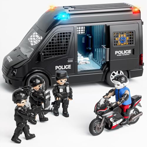 Polizeiauto Spielzeug für Kinder im Alter von 3 4 5 6 7 8 Jahren, reibungsbetriebener LKW mit Licht und Ton, Einsatzfahrzeug, Spielzeug für Jungen, Geschenke für Jungen im Alter von 3–12 Jahren