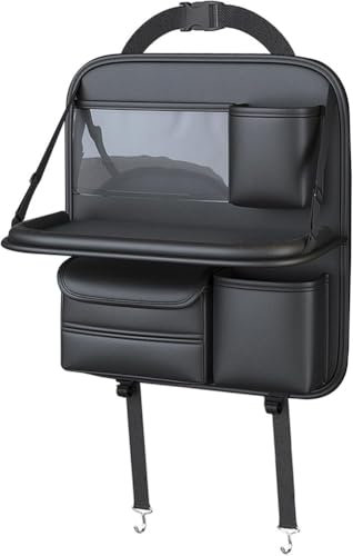 SRTMIRJJ Auto Rücksitz Organizer für Mini Clubman(2door) 2007-2015 R55, Rückenlehnenschutz Auto Kinder Wasserdicht, Autositz Organizer mit Faltbarer Tischablage,small-Black