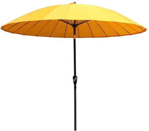 KXWOQ3ED 270 cm Parasol de Jardin Rond, Parapluie Shanghai, Protection Solaire UV, Parasol de Marché avec Manivelle et Inclinaison, 24 Baleines(Jaune)