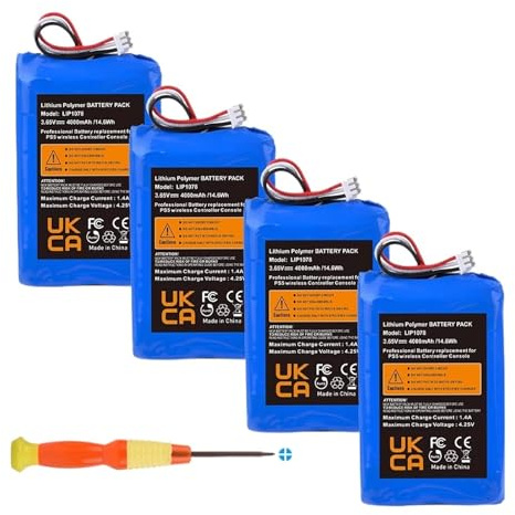 PS5 Controller Battery, 4000mAh LIP1708 Battery Replacement,Compatible for Sony， PS5 PlayStation 5 DualSense CFI-ZCT1W Wireless Controller(4 pcs and Tools)