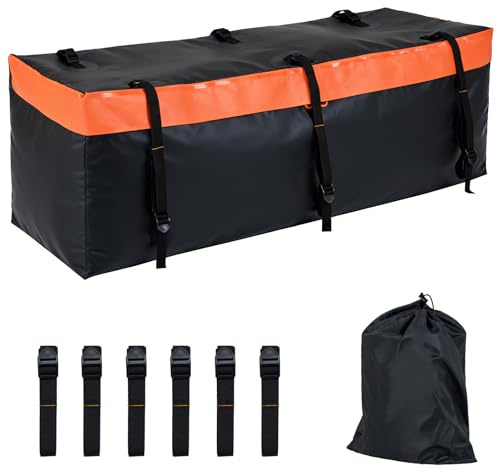 COSTWAY Heckbox für Anhängerkupplung, 250 L Auto Hintere Gepäcktasche, Gepäckbox wasserdicht & faltbar, Transportbox mit Riemen & Aufbewahrungstasche, 129 x 42 x 45 cm