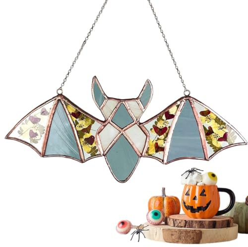 Déco Murale Chauve-Souris Attrape-Halloween Chauve-Souris Floral 2D Vitrail