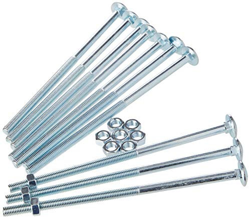 AHCMetric MILD Steel Cup Square Bolts with Nuts (ZINC & Clear) M8 X 180mm (Pack of 10)