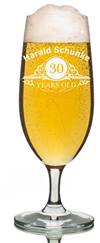 polar-effekt Leonardo Bierglas 0,3l - Geschenk für Mann zum runden Geburtstag Pilstulpe Personalisiert mit Gravur - Geschenk-Idee zum Jubiläum für Bierfans- Motiv Altersangabe Years
