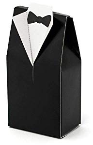 PartyDeco Braut und Bräutigam Geschenk Box in schwarz und weiß Anzug Box für Hochzeitsgäste Geschenkverpackung Hochzeit Dekoration