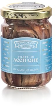 Lorenzo Costa fu Eugenio Sardellenfilets in Olivenöl | 160g | Premium Sardellen aus Italien | Handfiletiert & Fleischige Textur | Ideal für Pasta, Pizza & Tapas