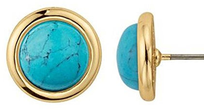 findout 14K rose gold plated titanium steel turquoise bean earrings.for women girls. (1732)