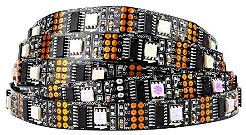 BTF-LIGHTING Adressierbare individuell WS2801 5050 SMD RGB 3M 32 LEDs/m DATA und CLOCK Separat Programmierbar IP30 Nicht Wasserdicht Schwarz PCB Flexibel Pixel Streifen DC 5V 4PIN für Innenbeleuchtung