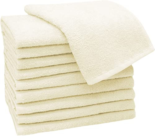 ZOLLNER 10er Set Gästehandtücher in 30x50 cm - saugstarke und weiche Gästetücher in beige - mit praktischem Aufhänger - waschbar bis 60°C - Baumwolle - Hotelqualität
