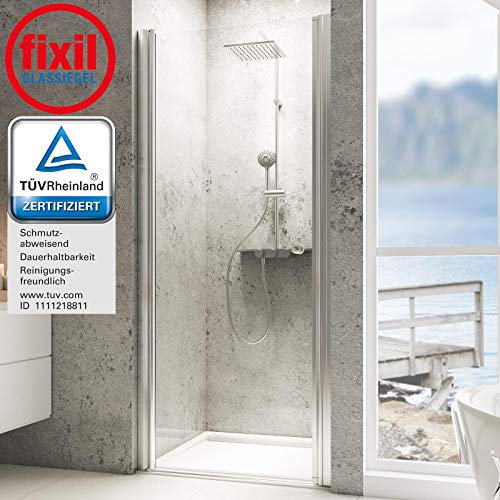 Schulte EP80108-5 41 500 01 Duschkabine Garant Drehtür für Nische Anschlag links, 100 x 200 cm, 6 mm Sicherheitsglas Klar hell fixil beschichtet, chromoptik, Montage auf Duschwanne oder Fliese