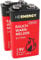 HEITECH Rauchmelder Batterie 9V Block - 2× Alkaline 9V Block Batterien langlebig & auslaufsicher - Blockbatterien für Feuermelder, Bewegungsmelder, Kohlenmonoxid, Warnmelder & Rauchwarnmelder