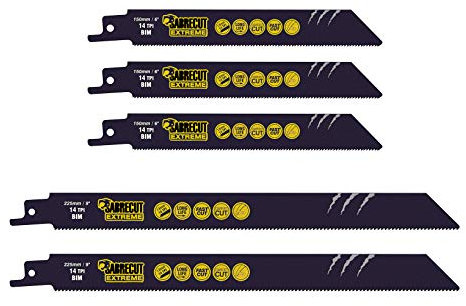 5 x SabreCut SCRSK5BF 150mm 225mm 14 TPI S922BF S1122BF Fast Wood and Metal Cutting Reciprocating Sabre Saw Blades