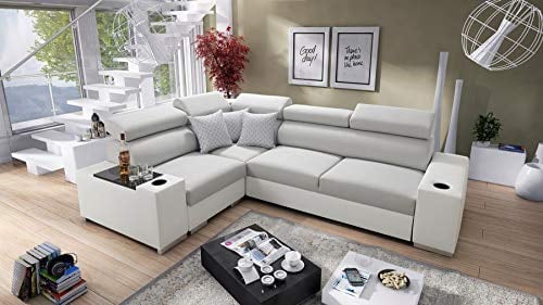 All4All Ecksofa mit Schlaffunktion Plato 282x205 cm - Sofa mit Bettkasten - Schlafsofa L-Form - Eckcouch - für 4 Personen - Wohnzimmer - Seite Links - Grau 26