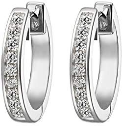 JETTE Damen-Creolen 925er Silber rhodiniert 18 Zirkonia One Size 87485251