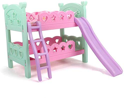 Uteruik Lit superposé pour poupée avec toboggan et oreiller - Accessoires pour maison de poupée - Jouet pour enfants