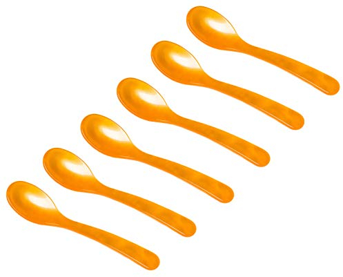 Heim Söhne 6er Set Acrylglas Löffel ca. 12,2 cm – Zauberhafte Eierlöffel in Perlmuttoptik für unvergessliche Momente beim Frühstück, Dessert & mehr – Handgefertigt in Deutschland (Orange)