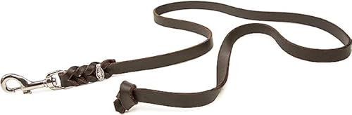 CopcoPet - Hundeleine Braun aus Premium Rindsleder - Weiche Schleppleine für Hunde mit Chromkarabiner - Geflochtene Fettlederleine ohne Handschlaufe - Hunde Zubehör Made in Germany (1m x 10mm)