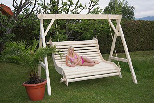 DEKO VERTRIEB BAYERN Luxus Premium Hollywoodschaukel Holz Massivholz Gartenmöbel Garten Schaukel