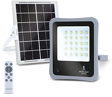 Aigostar Solar Strahler Außen 30W superhell LED Flutlichter mit Solarpanel Kaltweiß 6500K IP65 Wasserdicht Scheinwerfer Flutlichtstrahler Außenstrahler für Garten Garage Sportplatz Hof Patio