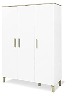 Pinolino Grande armoire Lumi blanche et chêne avec structure en bois véritable