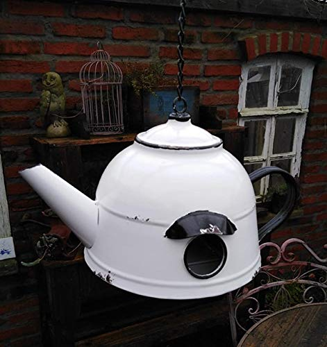NISTKASTEN KANNE KAFFEEKANNE VOGELHAUS GARTENDEKO Metall ZUM HÄNGEN Vintage NEU Shabby