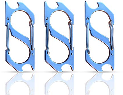 S Karabiner - Karabiner groß - Karabiner Schlüsselanhänger, Karabinerhaken mit Doppelöffnung - Mini Karabiner - Karabiner Set - Carabiner - 3 Stück Silber (Flaschenöffner)