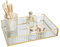 SLHEQING Cosmetic Trays Mirror Gold Vintage Storage Tray Glass Jewelry Perfume Organisers Makeup Tray for Vanity, Dresser, Bedroom
