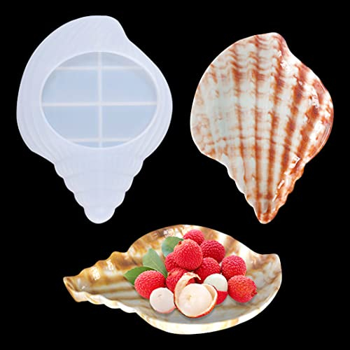 Zayookey Resin Mold Muschel Große Epoxidharz Formen Tray Harz Silikonform Gießform Obsttablett Silikonform Platte Epoxidform für DIY Fertigkeit Herstellung Schmuckaufbewahrung (Schalenform A)