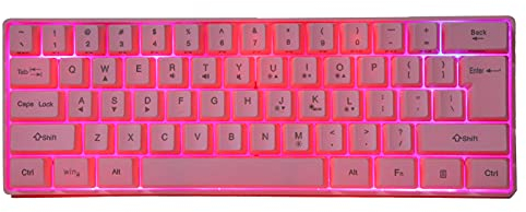 ASHATA Rosa Gaming Mechanische Tastatur, 61 Tasten RGB Hintergrundbeleuchtung Computer USB Gaming Tastatur Beleuchtete Gamer Tastatur für PC Laptop