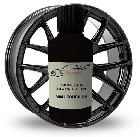 Xtremeauto Gloss Black Alloy Wheel Paint Touch Up 30ml Bottle Brush Pen Alloy Wheel Repair Curbing Repair (Touch Up)