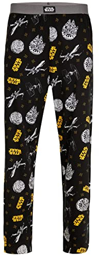 Recovered Pijama Star Wars – Pantalones de salón – Adulto – 100% algodón Lounge Wear, Nightwear, PJs, PJ Bottoms – Licencia oficial, Negro , M