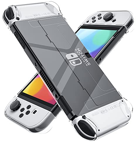 [Version améliorée] Coque Transparente pour Nintendo Switch OLED 2021, Coque de Protection FANPL pour Switch OLED et Manette Joy Con – Solide et Durable, ne Tombe Pas Facilement