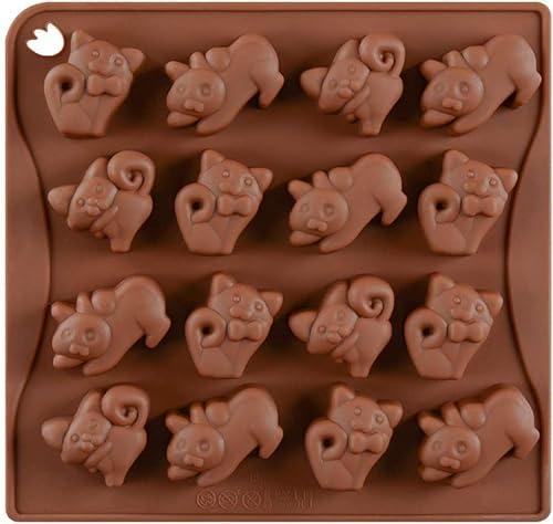 Selecto Bake 16 Mulden DIY Silikon Backformen Katze Form Süßigkeiten Formen Schokolade Form Eiswürfelformen